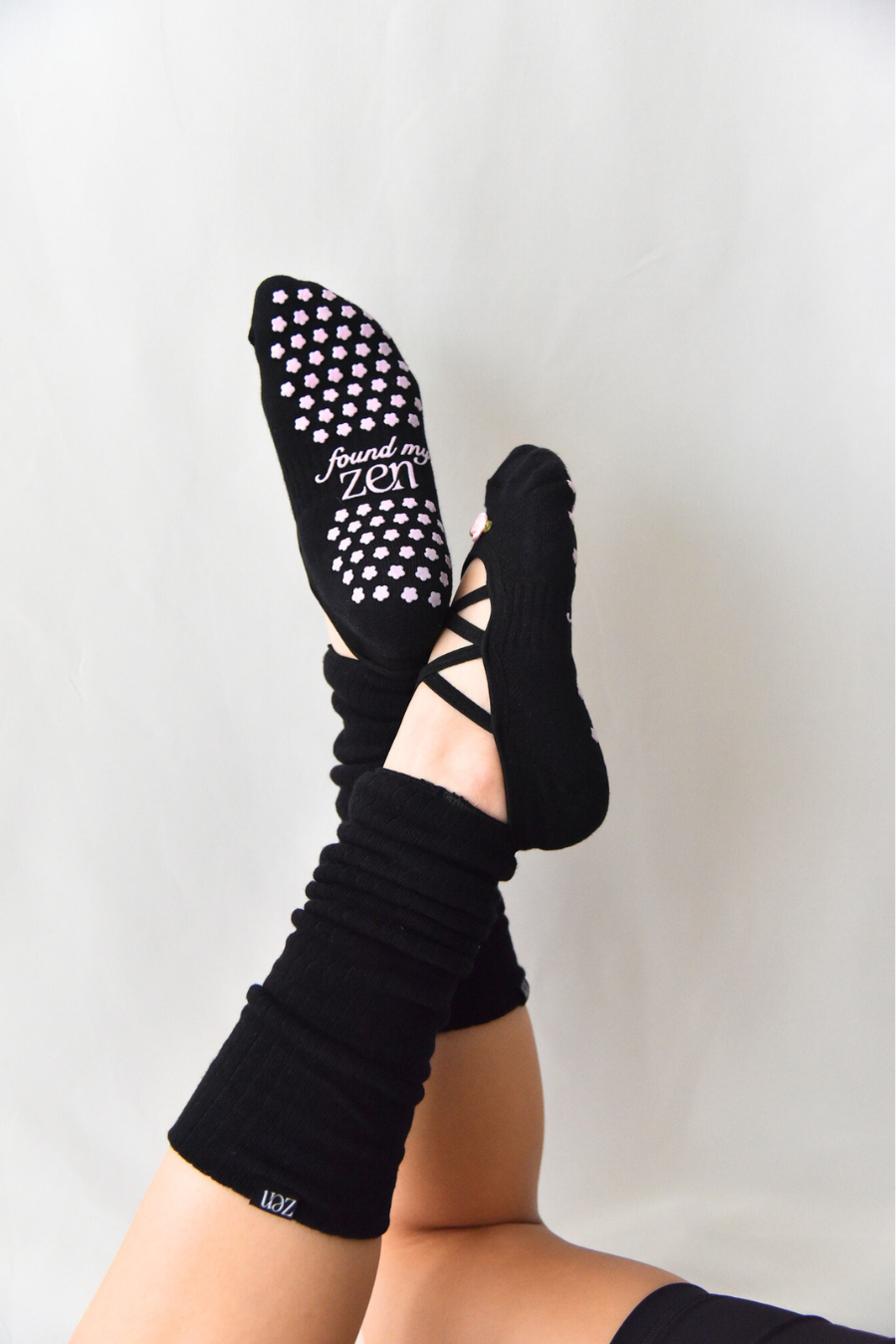 Black Classic Strappy Ballet Grippy Socks