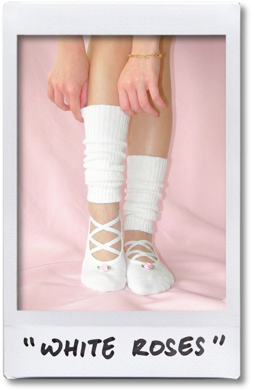 White Rose Strappy Ballet Grippy Socks